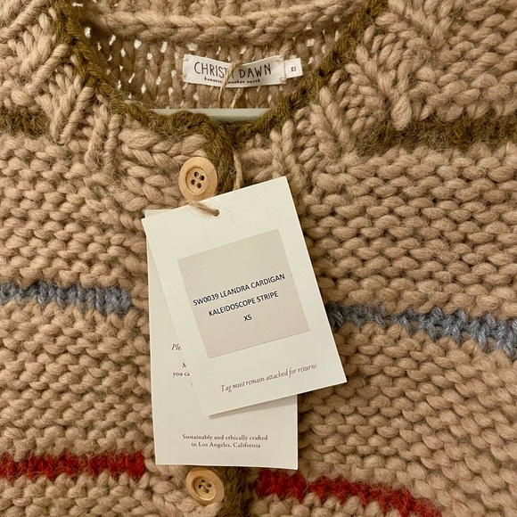 NWT Christy Dawn Leandra Cardigan in Kaleidoscope Stripe size XS 💙♥️💚💛🧡 - Picture 2 of 6